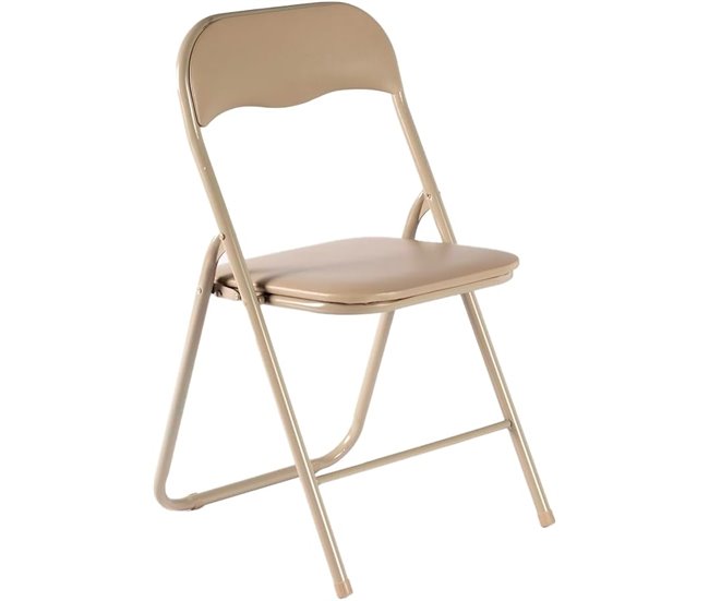 Conforama Sillas Plegables Metal Acolchada Piel Sintética (Taupe - Pack De 6 Unidades)