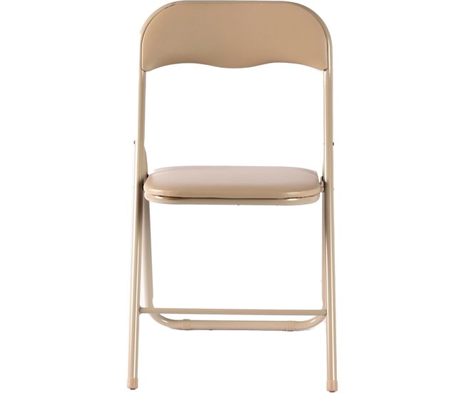 Conforama Sillas Plegables Metal Acolchada Piel Sintética (Taupe - Pack De 6 Unidades)