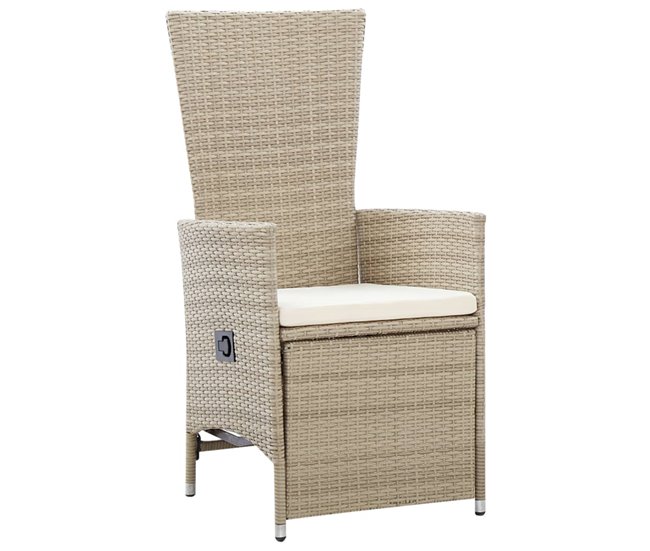 Conforama Sillas Reclinables Jardin 2 Unidades Y Cojines Ratán Sintético Beige