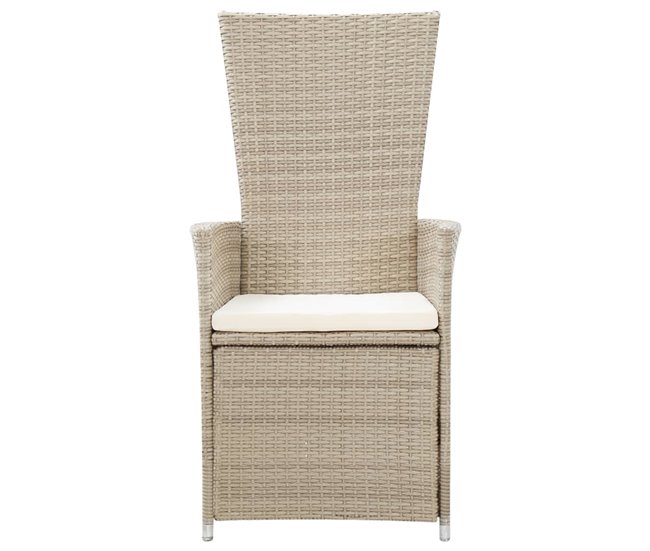 Conforama Sillas Reclinables Jardin 2 Unidades Y Cojines Ratán Sintético Beige