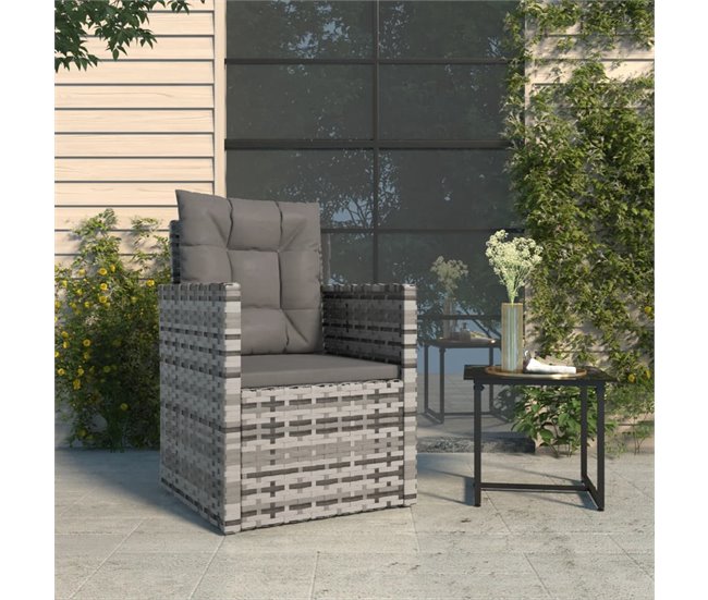 Conforama Sillón De Jardin Con Cojin Ratán Sintético Gris
