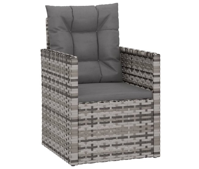 Conforama Sillón de jardin con cojin ratán sintético gris