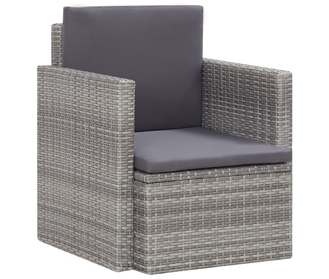 Conforama Sillón De Jardin Con Cojines Ratán Sintético Gris