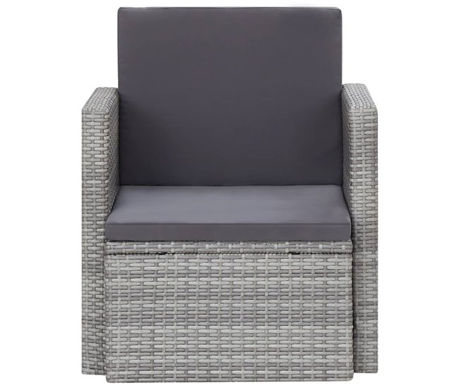 Conforama Sillón de jardin con cojines ratán sintético gris