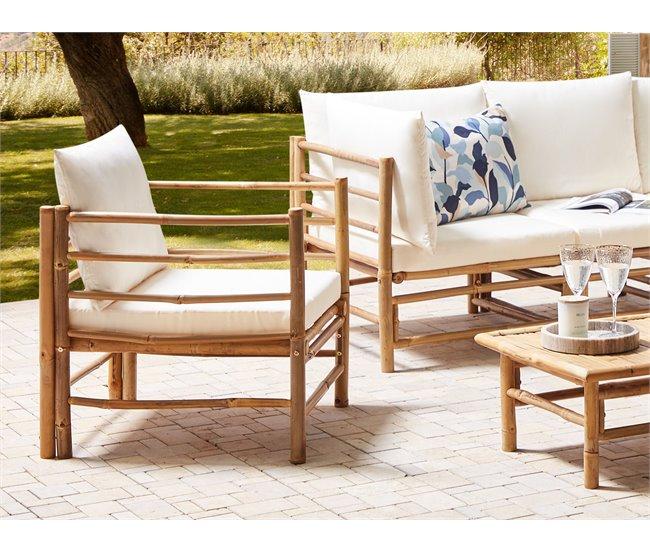 Conforama Sillón De Jardín De Bambú Blanco Crema CERRETO