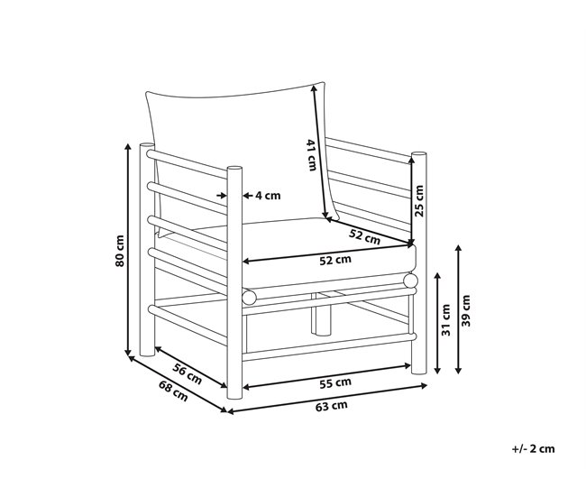 Conforama Sillón De Jardín De Bambú Blanco Crema CERRETO