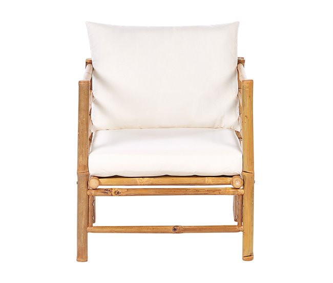 Conforama Sillón De Jardín De Bambú Blanco Crema CERRETO
