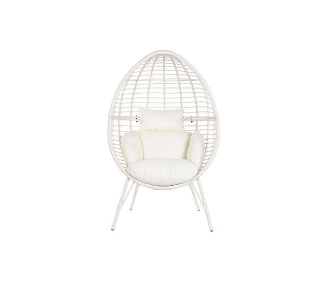 Conforama Sillón De Jardín DKD Home Decor 90 X 65 X 151 Cm Metal Ratán Sintético Blanco