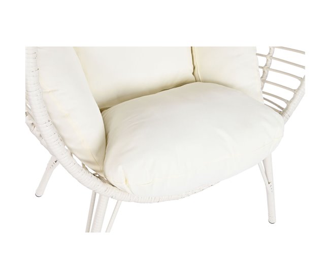 Conforama Sillón De Jardín DKD Home Decor 90 X 65 X 151 Cm Metal Ratán Sintético Blanco