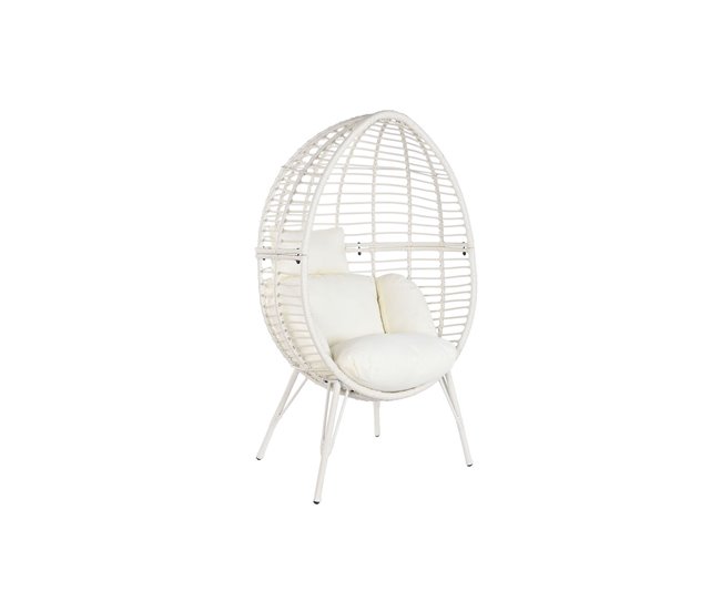 Conforama Sillón de jardín DKD Home Decor 90 x 65 x 151 cm Metal ratán sintético Blanco