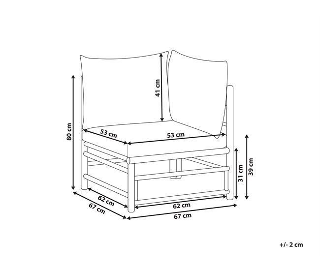 Conforama Sillón Esquinero De Jardín De Bambú Blanco Crema CERRETO