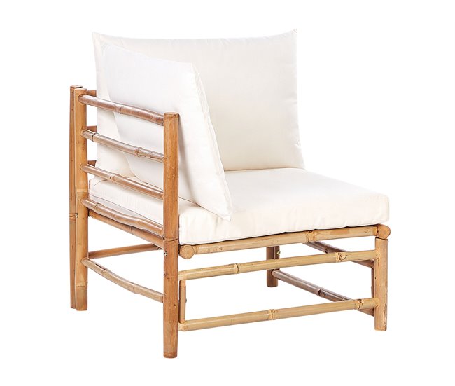 Conforama Sillón Esquinero De Jardín De Bambú Blanco Crema CERRETO