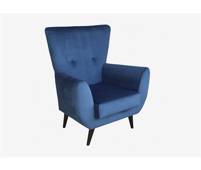 Conforama Sillón Fijo ROBER Color Azul Y Patas De Metal Color Gris