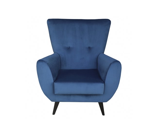 Conforama Sillón fijo ROBER color azul y patas de metal color gris