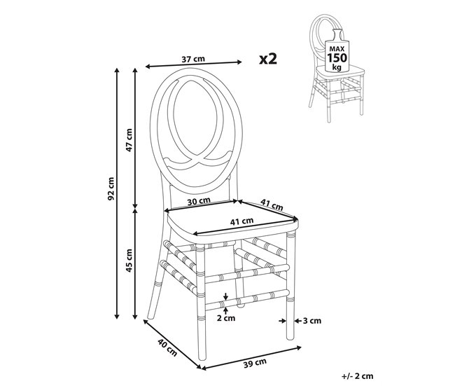 Conforama Sillón Para Eventos Conjunto De 2 Transparente MIDWAY
