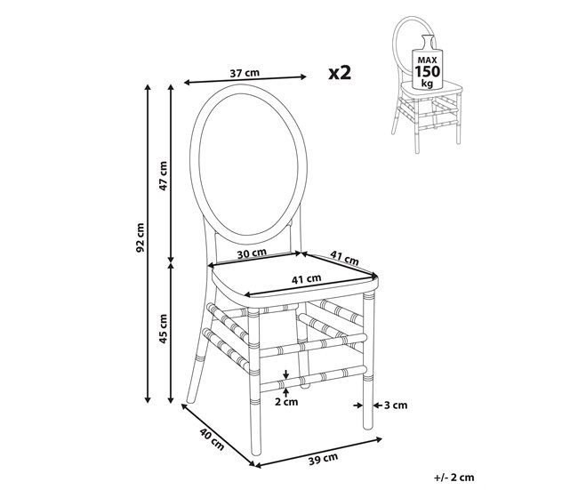 Conforama Sillón Para Eventos Conjunto De 2 Transparente MONTROSE