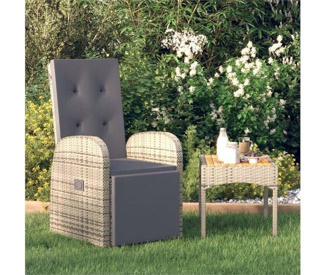 Conforama Sillón Reclinable De Jardin Con Cojin Ratán Sintético Gris
