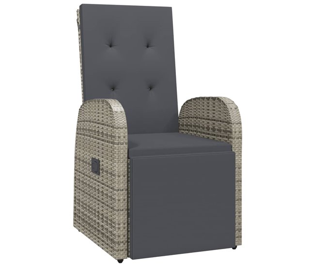 Conforama Sillón reclinable de jardin con cojin ratán sintético gris