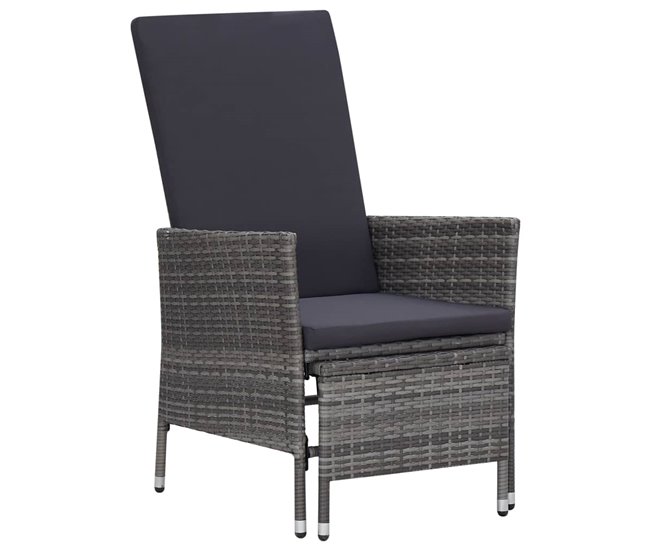 Conforama Sillón Reclinable De Jardin Con Cojines Ratán Sintético Gris