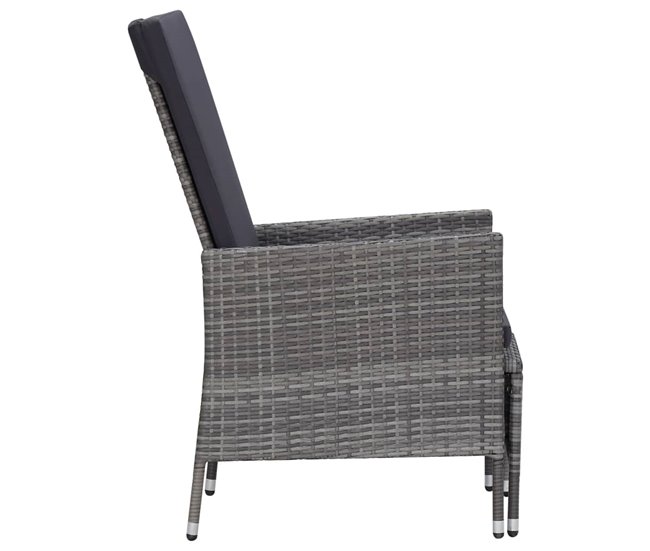 Conforama Sillón Reclinable De Jardin Con Cojines Ratán Sintético Gris