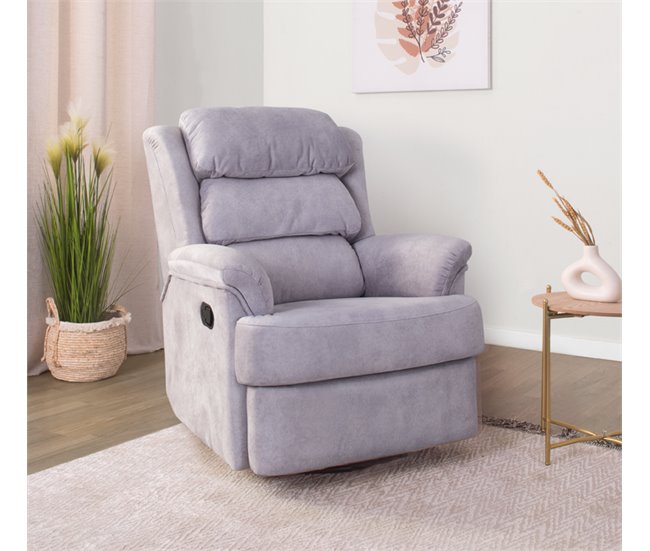 Conforama Sillón Relax Manual Giratorio NAEL Gris Claro
