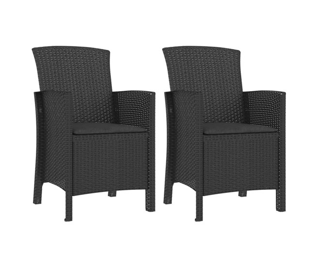 Conforama Sillones de jardin 2 unidades con cojines ratán PP color grafito