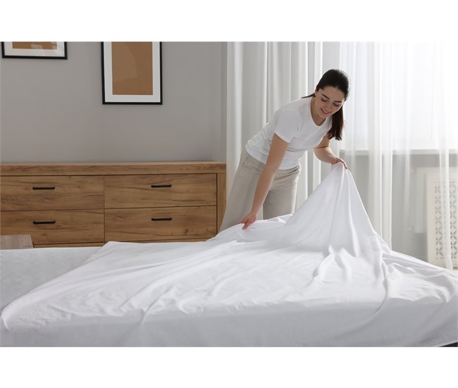 Conforama Simpur Juego De Sabanas 90x200 Blanco Natura 4 Piezas De Algodon 100% Sabana Bajera Ajustable Encimera Y 2 Fundas De Almohoada