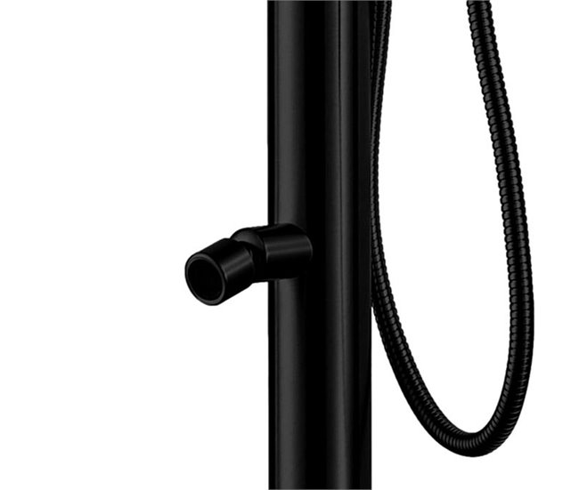 Conforama Sined Stintino Estructura De La Ducha Al Aire Libre Y Grifos En Acero Inoxidable AISI 316L Marino. Negro Mate Ducha Con Entrada De Agua Caliente Y Fría Con Desviador Para Cabezal De Ducha Giratorio Lavapies Y Teleduch