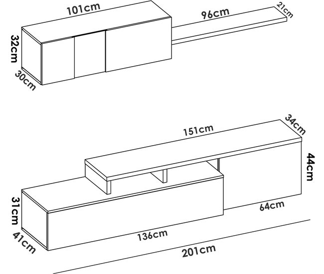 Conforama Sistema De Pared Dagnell Conjunto De Salón Modular De Esquina Mueble De Salón Con Soporte Para TV Multiposición 201x41h180 Cm Blanco Y Roble