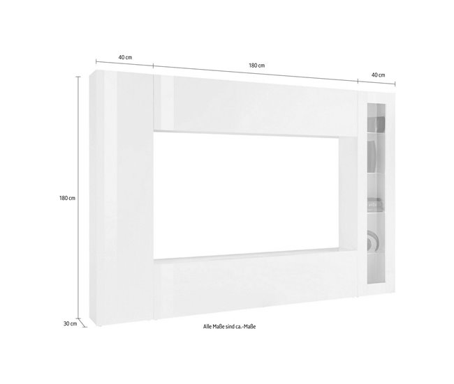 Conforama Sistema De Pared Dceid Juego De Salón Con Soporte Para TV Mueble De Salón Multiusos Con Vitrina Y Luz LED 100% Made In Italy 260x30h180 Cm Antracita