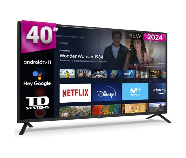 Conforama Smart TV 40 pulgadas Full HD Hey Google Official Assistant con control por voz. Televisor Android 11 - TD Systems PRIME40C15GLE