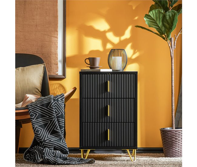 Conforama SoBuy FBT115-L-SCH Mesita De Noche Con 3 Cajones 40x40x63 Cm Negro