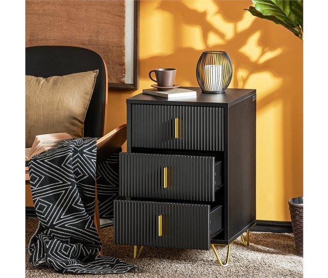 Conforama SoBuy FBT115-L-SCH Mesita De Noche Con 3 Cajones 40x40x63 Cm Negro