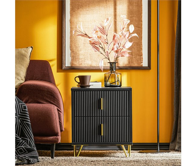 Conforama SoBuy FBT115-SCH Mesita De Noche Con 2 Cajones Negro