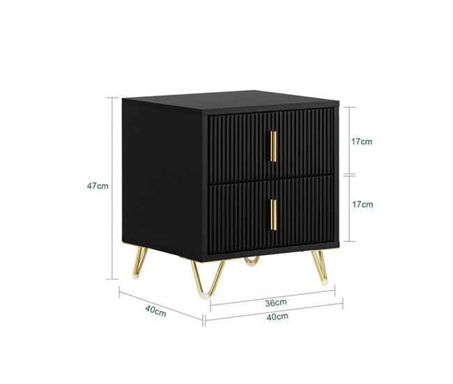 Conforama SoBuy FBT115-SCH Mesita De Noche Con 2 Cajones Negro