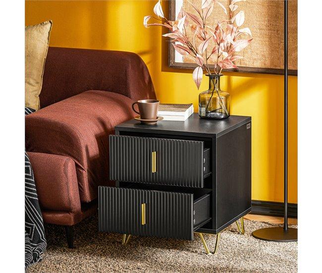 Conforama SoBuy FBT115-SCH Mesita De Noche Con 2 Cajones Negro