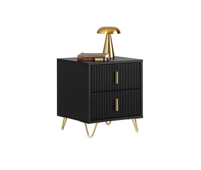 Conforama SoBuy FBT115-SCH Mesita De Noche Con 2 Cajones Negro