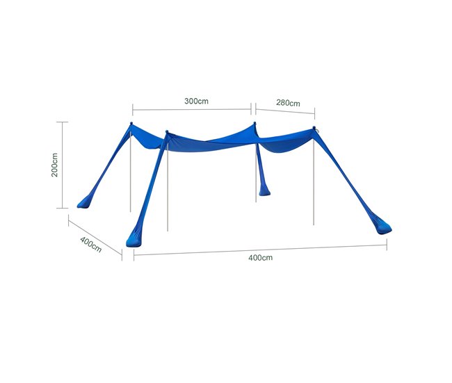 Conforama SoBuy OZT02-DB Tienda Carpas Para Playa Con Anclas De Bolsa 400 X 400 X 200 Cm