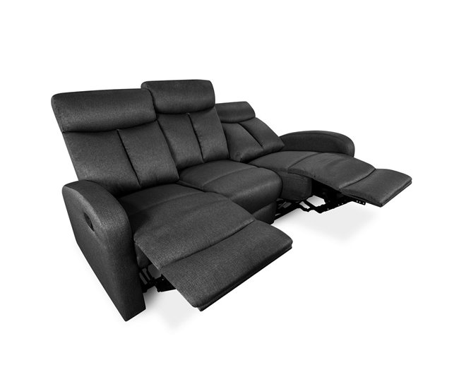 Conforama Sofá 3 Plazas Relax Manual Color Gris SIBERIA