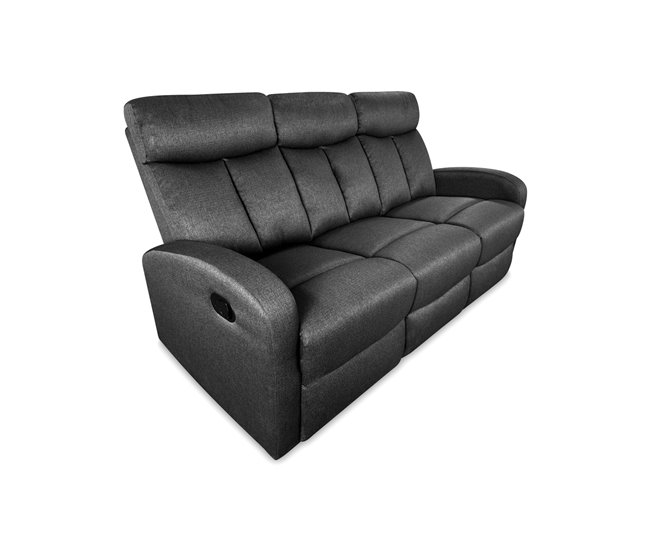Conforama Sofá 3 plazas relax manual color gris SIBERIA