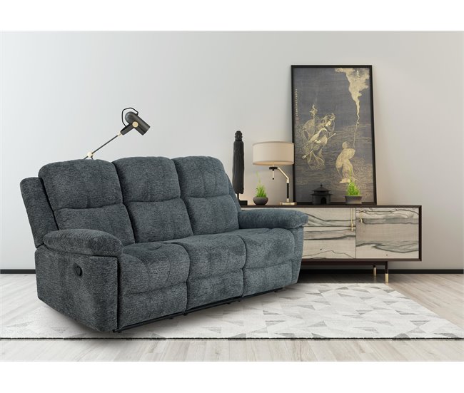 Conforama Sofá ALYSA 3 Plazas Relax Manual Gris Oscuro
