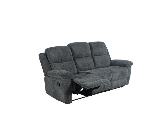 Conforama Sofá ALYSA 3 Plazas Relax Manual Gris Oscuro