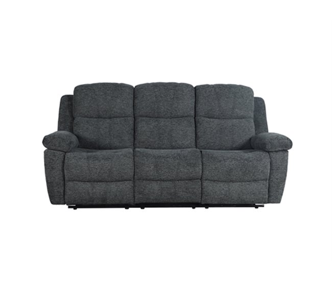 Conforama Sofá ALYSA 3 plazas relax manual gris oscuro