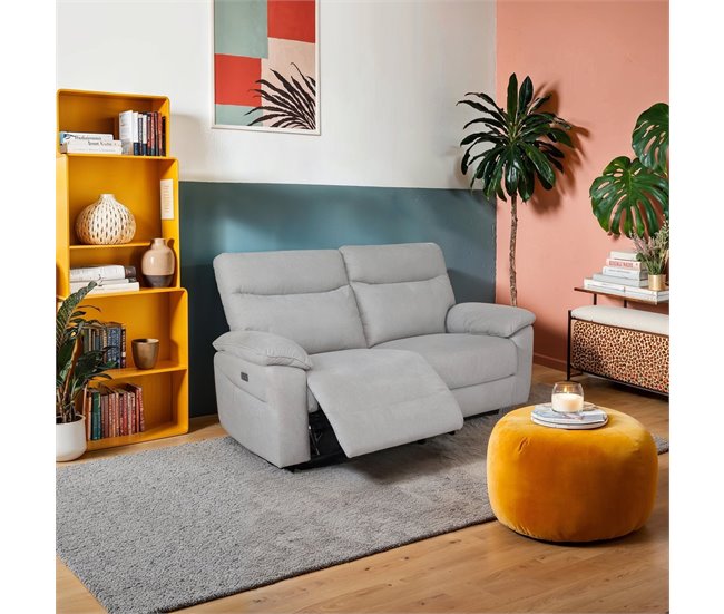 Conforama Sofá BREE 3 Plazas Relax Eléctrico Gris Claro
