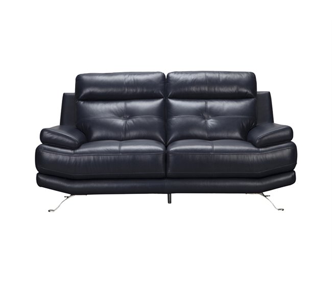 Conforama Sofá de piel 2 plazas HAWAI color azul oscuro