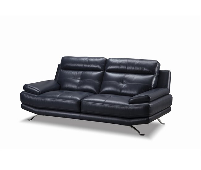 Conforama Sofá De Piel 3 Plazas HAWAI Color Azul Oscuro