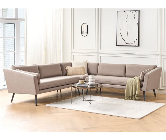 Conforama Sofá Esquinero 5 Plazas Modular Beige/gris LORETELLO