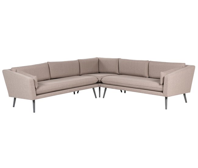 Conforama Sofá esquinero 5 plazas modular beige/gris LORETELLO