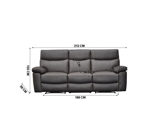 Conforama Sofá Relax Eléctrico De Piel 3 Plazas SHARONA