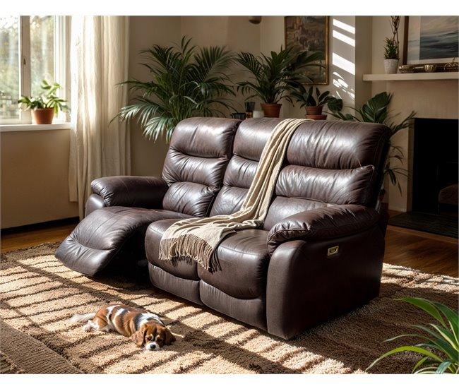 Conforama Sofá Relax Motorizado 3 Plazas Microfibra ESPRIT Color Marrón